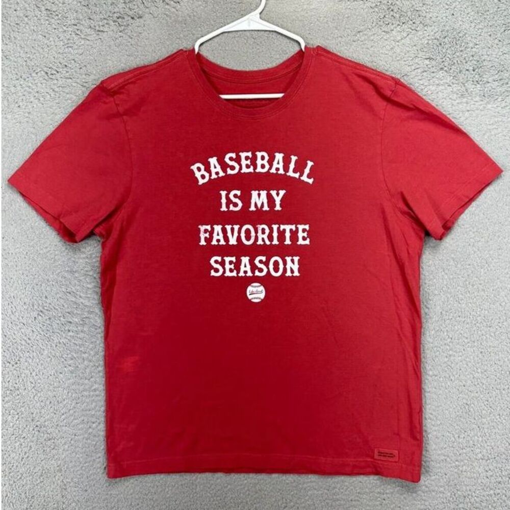 Life Is Good T-Shirt Adult Large Red Crusher Tee Crew Neck Short Sleeve Mens